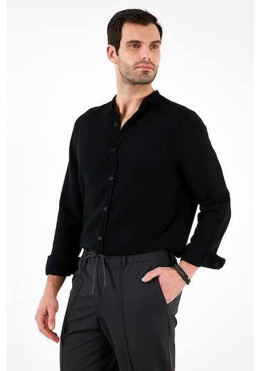 Buratti Pamuklu Regular Fit Hakim Yaka Erkek Gömlek Cf25S127702 Siyah