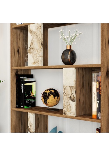 Variant Lima Çalışma Masası Ve Kitaplık Takımı - Ceviz / Beyaz Me Ceviz