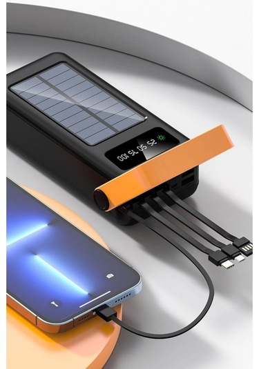 Polygold Pw-2080 80000 Mah Solar Powerbank Dahili 4 Kablolu Hızlı Şarj Cihazı Led Işıklı Dijital