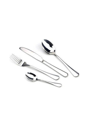 Gümüş 4 Adet Yemek Takımı Seti Paslanmaz Çelik Renkli Gökkuşağı Çatal Bıçak Takımı Gümüş