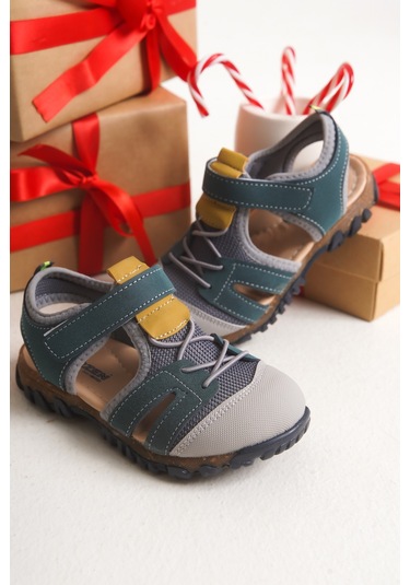 Çinçon Günlük Ortopedik Erkek Çocuk Sandalet Ayakkabı Haki