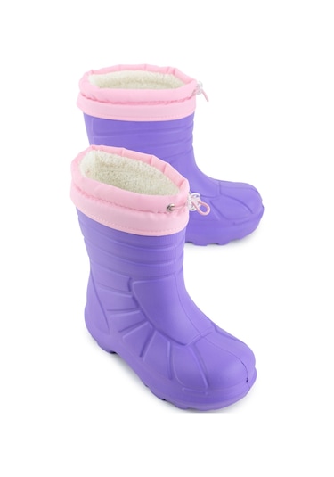 Gezer Kız Çocuk Kışlık Eva Boğazdan Lastikli Sessiz Taban Kar Bot Çizme Eflatun