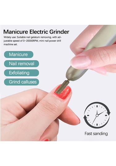 Xindoker Usb Şarjlı Taşınabilir Tırnak Bakım Makinesi - 6 Uçlu Ayarlanabilir Hız