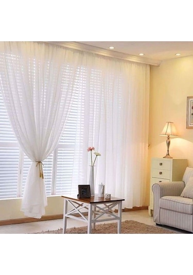 Ekru Düz Tül Perde Grek Etek Kurşunlu Sık Pile 1'e 3 Pile-ekru Ekru