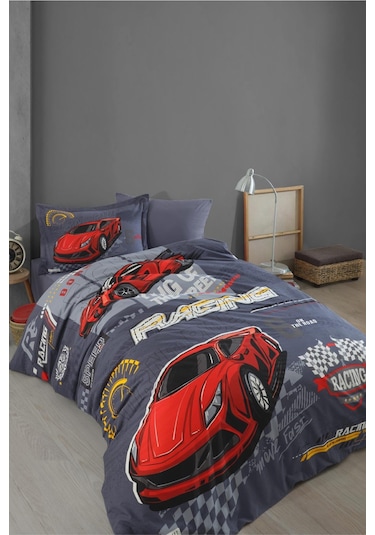 Clasy Racing Team Mavi %100 Pamuk Tek Kişilik Nevresim Takımı Mavi