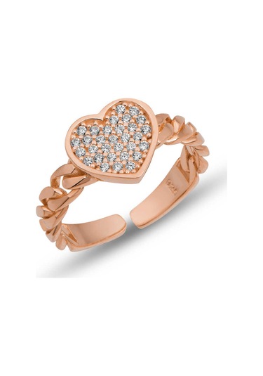Blackcraft Gümüş Ayarlanabilir Rose Kalpli Kadın Yüzük Bc-a74378 Renkli