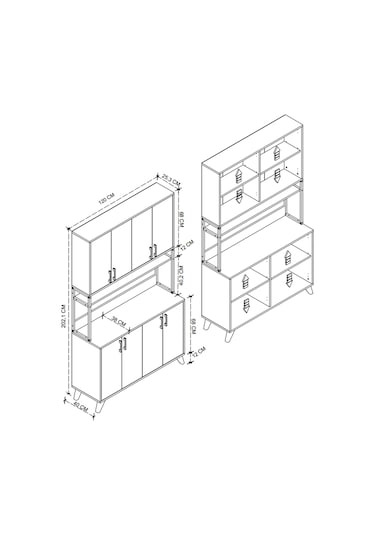 Bofigo 8 Kapaklı Çok Amaçlı Dolap Defne Mutfak Dolabı Erzak Dolab