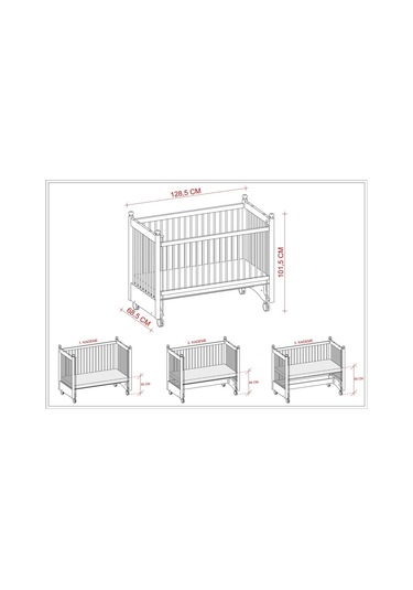 Meltem Kids Mondo Sallanır Ahşap Anne Yanı Beşik 60 x 120 CM Gri