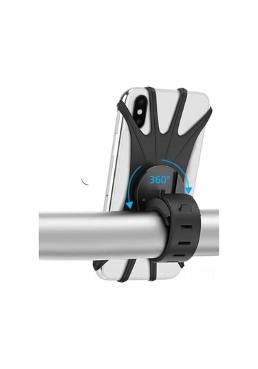 Geeksen Siyah Silikon Bisiklet Telefon Tutucu - Dönen, Esnek, Elektrikli Araçlar İçin Navigasyon Sabitleyici