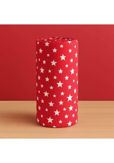 Desenli 120 X 200 Cm Ara Ölçü Kırmızı Yıldız Lastikli Çarşaf Ve Yastık Kılıfı Kırmızı