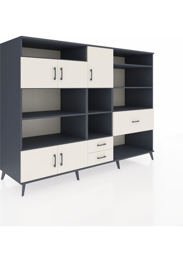 Kronos Dolap 13 Raflı 3 Çekmeceli 5 Kapaklı 220x59x163 Antrasit-a Antrasit-aytaşı