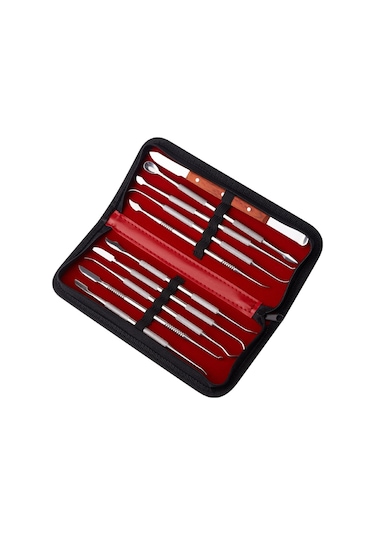 Teltree 10 Parçalı Paslanmaz Çelik Diş Mumu Oyma Seti - Taşıma Çantalı Çok Amaçlı Dental Araçlar