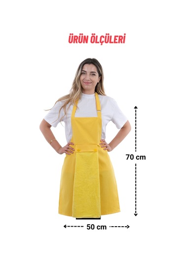 Star Ayar Askılı Havlulu 4lü Mutfak Önlüğü Seti 2 Eldiven Sarı-sarı-sarı