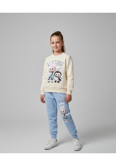 Labubu Kız Çocuk 2'li Alt Üst Takım Ekru