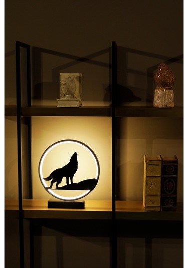 Bozkurt Metal Led Masa Lambası Yalnız Kurt Temalı Dekoratif Gece Lambası Led Özgürlük Simgesi Kurt