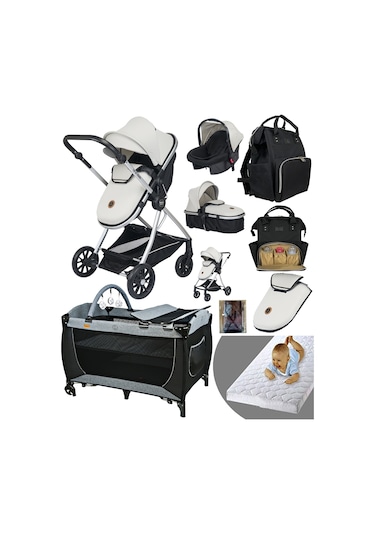 Baby Home Yeni Doğan Full 9 In 1 Set 1010 Travel Sistem Bebek Arabası 560 Bebek Oyun Parkı Yatak Beşik
