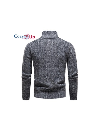 Cosy Up Yeni Kazak Erkek Uzun Kollu Dik Yaka Polar Sıcak Kazak Koyu Gri