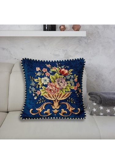 Suntek 48x48cm Makinede Yıkanabilir Dekoratif Yastık Mavi Mavi