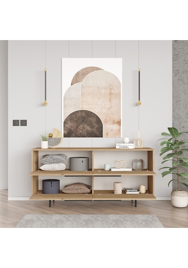 Robin Home Lidya Konsol 4 Kapaklı Metal Ayaklı 160cm Sepet
