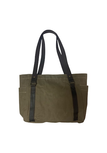 Vintage Salaş Design Su Geçirmez Kanvas Deri Günlük Okul Gezi Omuz Kol Çantası 35x28cm Kahverengi