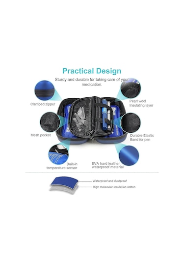 24 Saat İnsülin Soğutucu Seyahat Çantası Seyahat İçin Sıcaklık Göstergeli Diyabet Soğutucu 2 Buz Torbalı Soğutmalı İlaç Saklama Çantası En Iyi Kalite 25 Çok Renkli