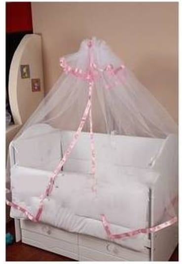 Hugoy Bebek beşik cibinliği ve demiri, cibinlik, tül,demir pembe