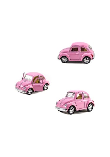 Metal Vosvos Araba Pembe Sevimli Vosvos Çek Bırak 10 Cm pembe
