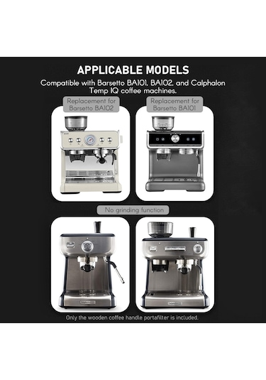 Wezone 58mm Kahve Makinesi Portafilteri, Ahşap Saplı Üç Kulaklı, Gıda Grubu Paslanmaz Çelik, Barsetto Ba101/ba102 Calphalon Temp Iq Uyumlu Kahverengi