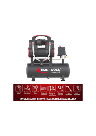 Cmc Cmc-0910 8 Litre Sessiz Yağsız Hava Kompresörü 1.2 Hp