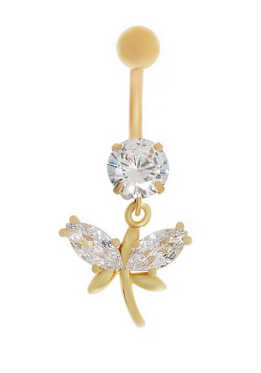 Kadın Yusufçuk Model Taş Detay Gold Renk Çelik Piercing Gold