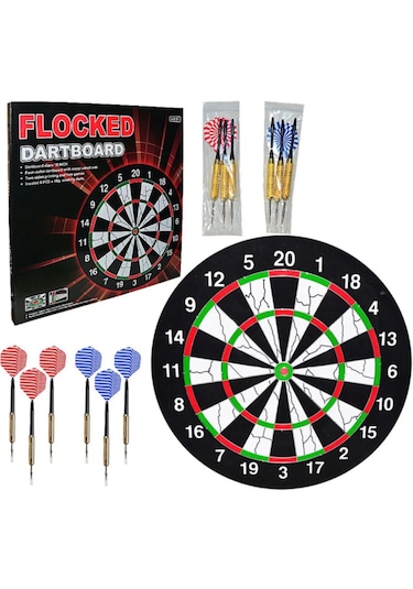 45 Cm Ahşap Dart Tahtası 6 Adet Dart Oku Dart10 Dart