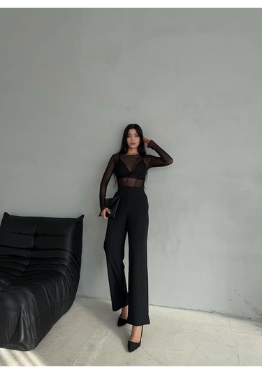 Kadın Palazzo Pantolon Oversize Kesim Siyah