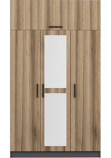 Minar Kale 3 Kapaklı 1 Aynalı 2 Ç Dolap Ve Yüklük Antrasit Dore 255cm