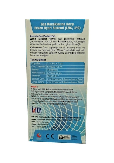 Itek NYS3 Doğalgaz ve LPG Gaz Alarm Dedektörü