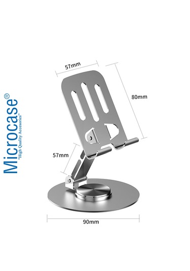 360 Döner Başlıklı Ve Görüş Açısı Ayarlanabilir Metal Telefon Standı Gri Al5341 Gri