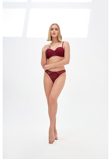 Nbb Kadın Bordo Straplez Sütyen Külot Takım (544179852)