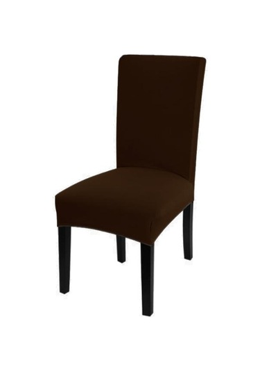 Jms Koyu Kahverengi Katı Renk Sandalye Kapak Spandex Streç Slipcovers Sandalye