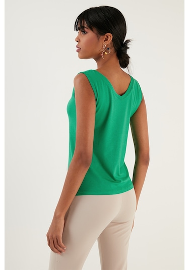Lela Kalın Askılı V Yaka Bayan Bluz 5864384 Benetton