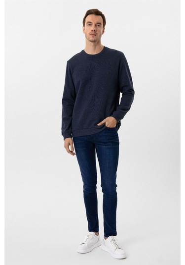 Süvari Oversize Kalıp O Yaka 3 İplik Yumuşak Dokulu Sweat Lacivert