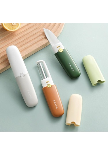 2'si Evde Çift Başlı Çok İşlevli Portatif Meyve Bıçağı Soyucu Turuncu Diğer