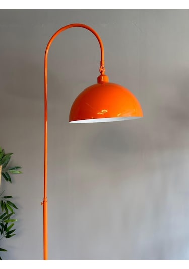 Dimmerli Işığı Ayarlanabilen Işığı Artırılıp Azaltılabilen Turuncu 6918 Hareketli Başlık Metal Lambader Turuncu