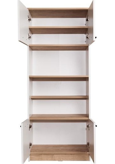 Just Home 4 Kapaklı Fırın Bölmeli Kiler Dolabı - Beyaz / Safir Meşe Beyaz / Safir Meşe