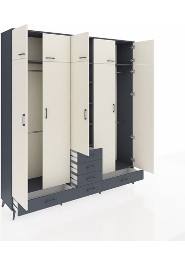 Hyperion Dolap 6 Raflı 6 Çekmeceli 4 Askılı 220x44x243 Antrasit-aytaşı/antrasit Aytası/antrasıt Hyperion Dolap 6 Raflı 6 Çekmeceli 4 Askılı 220x44x243 Antrasit-aytaşı/antrasit Aytası/antrasıt