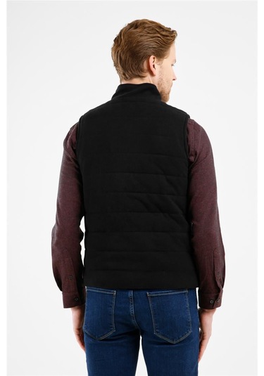 İmza Siyah Dik Yaka Fermuarlı Casual Slim Fit Kapitone Yelek 1009255103 Siyah