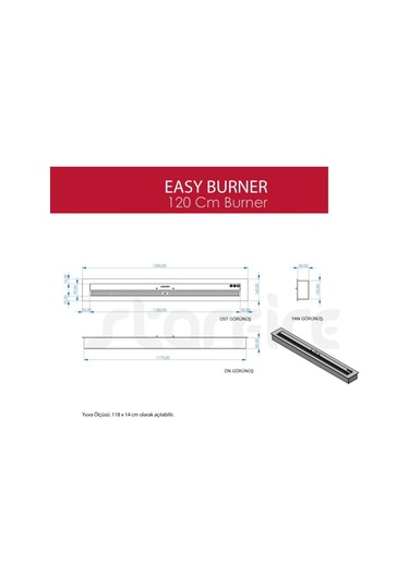 Copart 120 Cm Easy Burner Bacasız Şömine