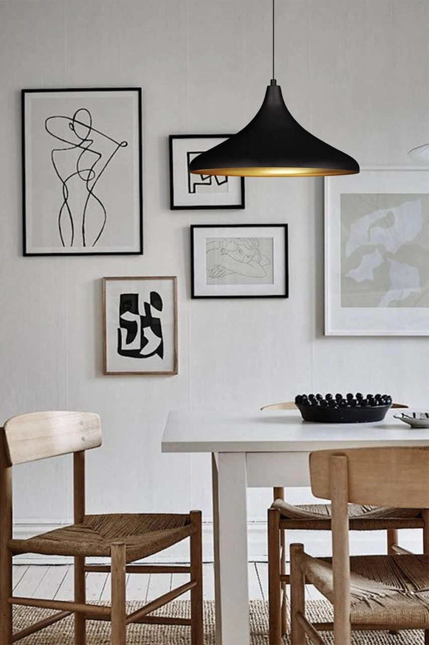 45 Cm Çaplı Champion Xl Siyah Avize Tekli Sarkıt Lamba Ofis Cafe Resepsiyon Mutfak Avizeleri Siyah