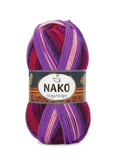 5 Adet Vega Stripe Premium Akrilik El Örgü İpi Yünü No: 82412 RYL-NWNKVS82412-5