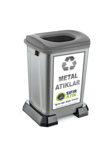 Geri Dönüşüm Kutusu Metal Atık Sıfır Atık Kutusu 50 Lt - 1 Adet ŞEFFAF