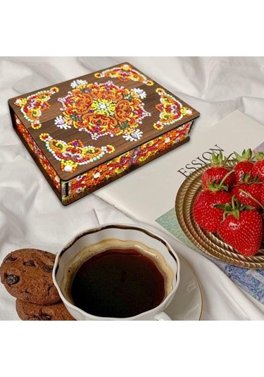 Dıy Elmas Boyama Saklama Kutusu Seti Köpüklü Toz Geçirmez Nakış Çapraz Dikiş Ahşap Kutu D