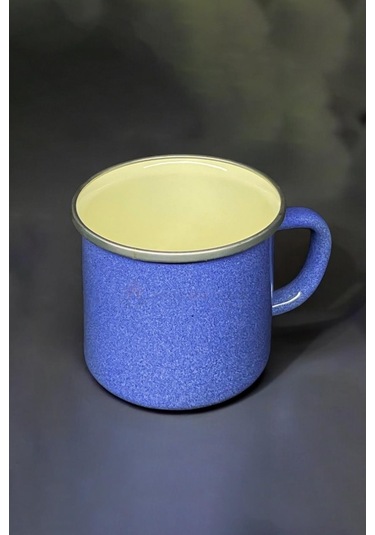 Nishev İtalyan Emaye Kupa 450 Ml Emaye Bardak Kampçı Kupası Mavi Mavi